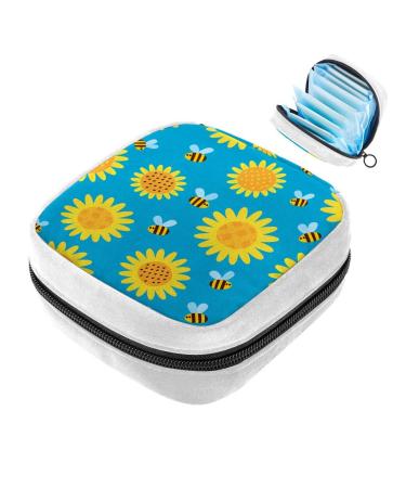 GIAPB Sanitary Napkin Storage Bag Period Bag Tampon Bag Makeup Bag Pad Pouch Bee and Sunflower Color1640