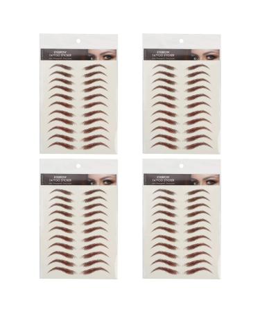 WOONEKY 4 Sheets Waterproof Eyebrow Stickers 6d Hair-like Eyebrows Stickers False Eyebrows Cosmetics Eyebrow Transfer Stickers Artificial Eyebrow Imitation Eyebrow Sticker 21x14.8cm Brown