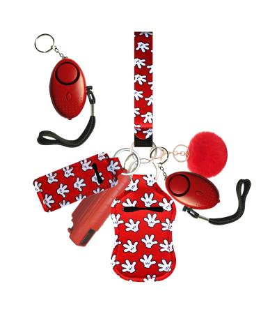 PUEZOKLY 10pack Keychains Kit for Girls with Personal Sirens Set Give mom Women Gift Red Style