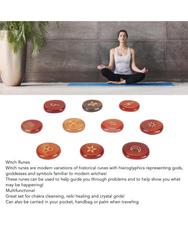 Engraved Rune Stones 10Pcs Engraved Rune Stones Hand Carved Symbol Versatile Witch Runes Crystal Grid Sets for Chakra Cleansing Aura Healing (Red Agate) - Buy Online on GoSupps.com