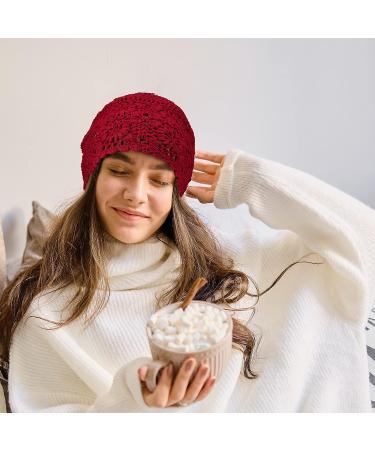 Handmade Crochet Slouchy Beanie Hat Set for Women - Floral Knit Skull Cap (4 Pcs) - Buy Online on GoSupps.com