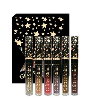 Lip Gloss - Liquid Lipstick | Glitter Lip Balm 6 Colors 2.5ml | High Shine Liquid Lipstick Beauty Makeup Set for Working Women Girls House Vacation