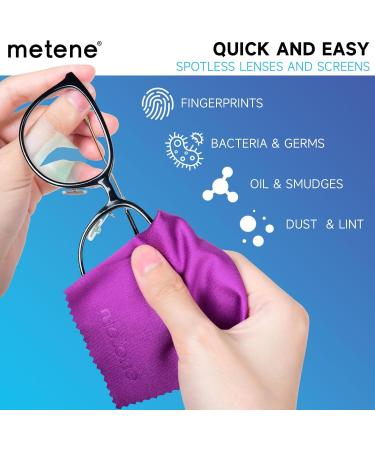 Metene 12 Pack Microfiber Cleaning Cloths - Individually Wrapped Storage Box Included | Perfect for Glasses Screens & Lenses - Purple (6x7 - Buy Online on GoSupps.com