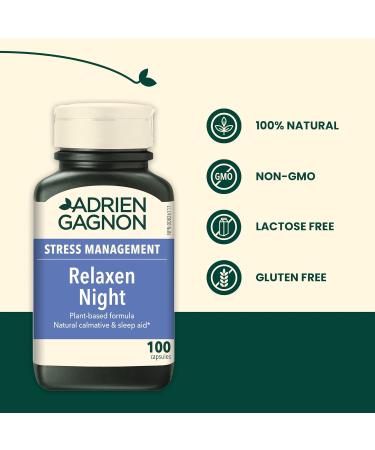 Adrien Gagnon - Relaxen Night Sleep Aid with Valerian Root Passionflower and Hops Natural Calm Sleep and Relaxation 100 Capsules - Buy Online on GoSupps.com