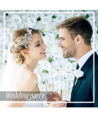 Silver Bridal Hair Comb Set - Wedding Hair Vine with Pearls and Rhinestone Flower Hair Pins - Buy Online on GoSupps.com