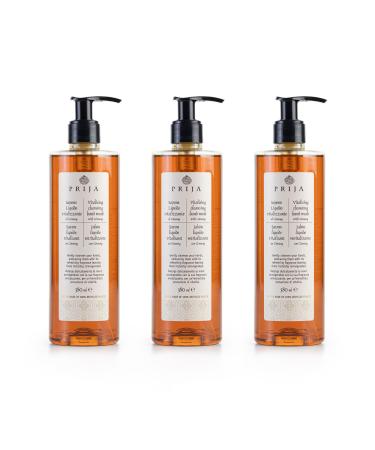 Prija Vitalising Hand Wash with Ginseng Extract Gently Cleanses Hands Moisturizing Liquid Hand Soap Vegan Friendly with Energizing Fragrance 3 x 12.85 Fl. Oz