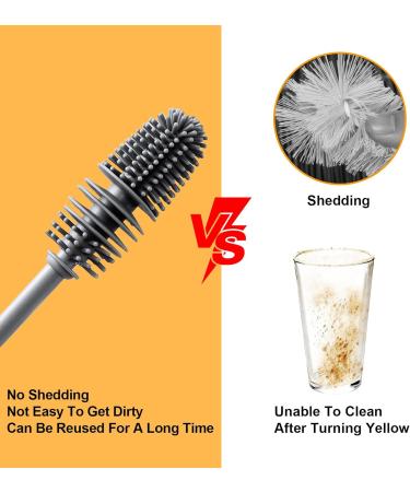 2 Pcs Long Handle Silicone Bottle Cleaner Brush Set - 360 Rotating Baby Bottle Brushes for Cleaning Bottles, Cups, and Glassware - Buy Online on GoSupps.com