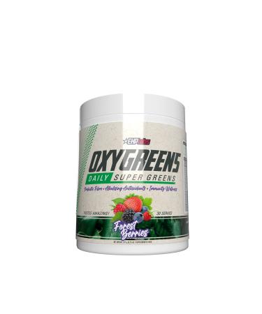 OxyGreens by EHPlabs - Daily Super Greens Powder, Spirulina Herbal Supplement with Prebiotic Fibre, Alkalizing Antioxidants & Immunity Wellness, 30 Serves (Forest Berries)
