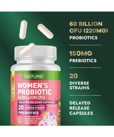Built by Nature Probiotic for Women 60 Billion CFU 20 Strains + Prebiotics Vaginal & Digestive Support Delayed Release Capsules Shelf Stable 3 Month Supply - 90 Capsules - Buy Online on GoSupps.com
