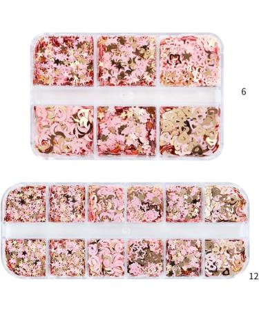 Moon Star Heart Nail Art Glitter Sequins Flower for Beauty Makeup Face Body Nail Craft Art Decoration 12 Grids - Buy Online on GoSupps.com