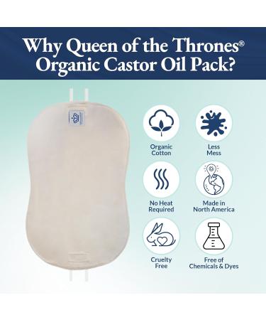 QUEEN OF THE THRONES Castor Oil Pack for Liver - Heatless Less-Mess Reusable (Pack Only) - Organic Cotton Flannel Soft Straps & Naturopathic Doctor Designed (Castor Oil sold separately) - Buy Online on GoSupps.com