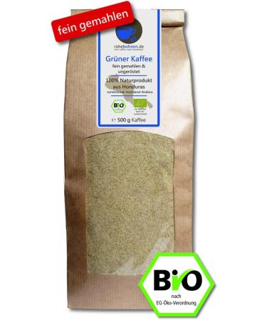  Rohebohnen Finely ground organic green coffee 500g (vegan green coffee for example for smoothies) - Buy Online on GoSupps.com