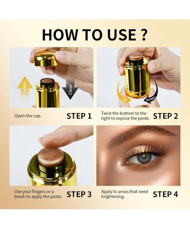 Rotating Highlight Stick Pocket Blush Stick 3-in-1 Buildable Natural Pearlescent Blush Highlighter Contour Beauty Stick for Cheeks Eyes and Lips Non-Greasy Lasts All Day Easy to Use (4# 5.3g) - Buy Online on GoSupps.com