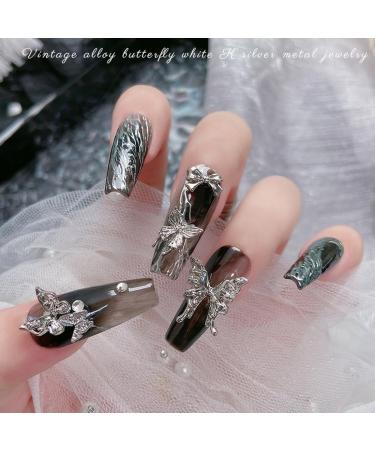 NHPY 70 Pcs Nail Charms - Butterfly Alloy 3D Nail Art Decorations Gemstone Bow Designs & Double Layer Nail Drill Accessories - Buy Online on GoSupps.com