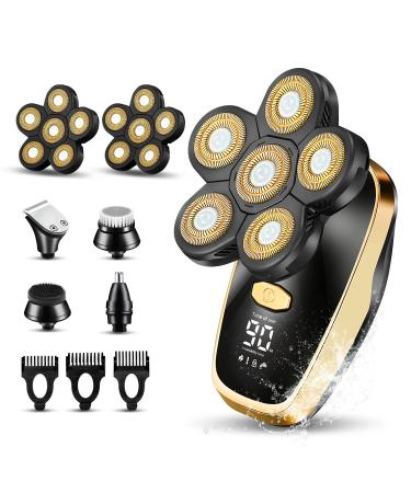 Head Shavers for Bald Men Rotary Electric Razor Cordless Shaver for Men Multifunctional Electric Razors for Bald Men Waterproof Mens Head Razor Rechargeable Razors for Bald Man