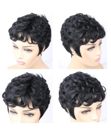 VCK Black Short Curly Pixie Cut Human Hair Wig for Black Women - Natural Fashion Short Wig - Buy Online on GoSupps.com