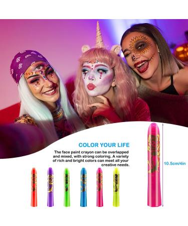 6 Glow in The Dark Face Paint Crayons for Halloween Parties - Non-Toxic UV Body Painting Kit - Buy Online on GoSupps.com