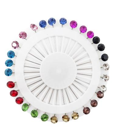 Honbay 30PCS Hijab Pins with Safety Caps Colorful Crystal Rhinestone Ball Muslim Hijab Scarf Pins Brooch Pins Scarf Shawl Sweater Cardigan Safety Pins Wedding Pins Sewing Snag-Free Pins (A)