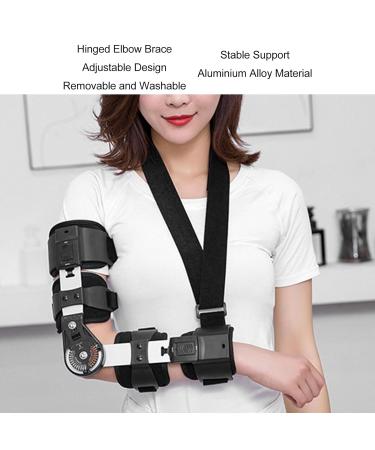 Hinged Elbow Brace with Strap Sling - Aluminium Alloy Support for Right Arm Injury Recovery | Post Op Elbow Stabilizer - Buy Online on GoSupps.com