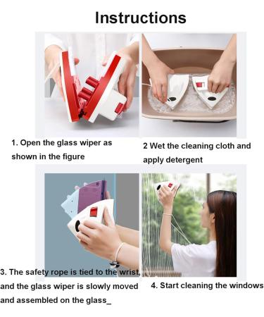 Window Cleaner Wipers Double-Sided Window Cleaner Glass Cleaning Brush Glass Wiper Household Cleaning Tools with Anti-Falling Rope for High-Rise Double Glazed Windows - Buy Online on GoSupps.com