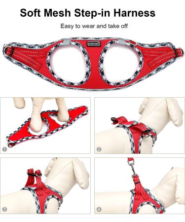 Doramio XXS Dog Harness & Leash for Small Dogs | Reflective Breathable Design | Anti-Train Safety Dishes for Dogs & Cats - Red - Buy Online on GoSupps.com