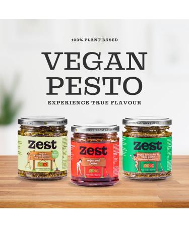 Zest Pesto Bundle 175g x 3 - Vegan Red, Basil, Coriander & Basil Pesto - Italian Recipe, Plant-Based - Buy Online on GoSupps.com