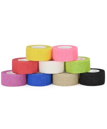SEADESKY 9 Rolls Self Adhesive Bandage Wrap Pet Vet Wrap for Dog Cohesive Bandages Elastic Sports Tape Self Adherent Bandage Finger Protection Wrap for Wrist Ankle Sprain 2.5CM X 4.5M - Buy Online on GoSupps.com
