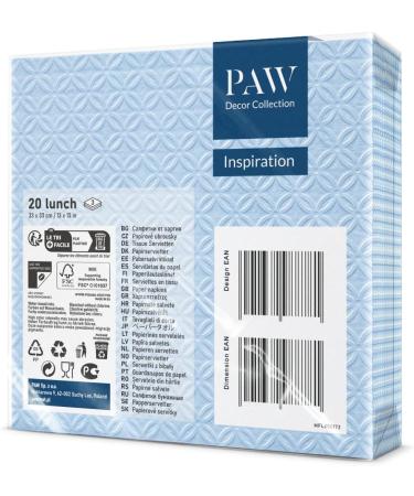 PAW 3-Layer Paper Napkins (33x33 cm) - 20 Colorful Party Napkins for Children's Birthdays Communions & Special Occasions - Light Blue Design - Buy Online on GoSupps.com