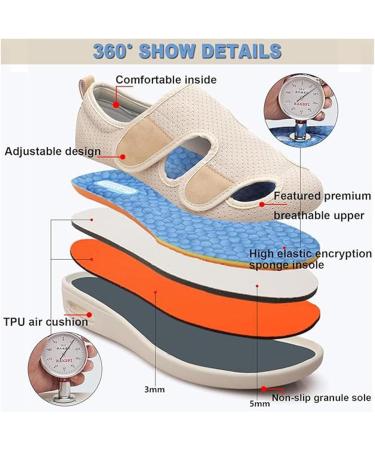 Women's Diabetic Shoes | Breathable Adjustable Non-Slip Air Cushion Shoes for Swollen Feet | Lightweight Comfort for Elderly - Size 9.5 Light Gray - Buy Online on GoSupps.com