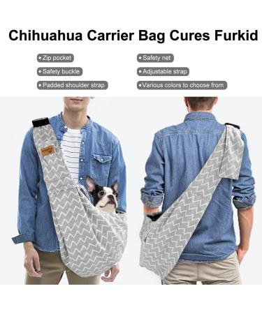 Buy VRBabies Cotton Dog Bag for Small Dogs & Cats - Breathable Hands-Free Travel Carrier for Puppies (Double-Sided Gray Striped) - Buy Online on GoSupps.com