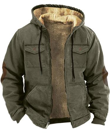 Hanxiulin Men's Oversize Fleece Jacket - Lightweight Quilted Plush Hoodie | Cuddly Outdoor Coat in Green (3XL) - Buy Online on GoSupps.com