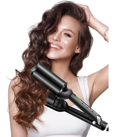Professional Hair Waver 2 Barrel Curling Iron - 30mm Fast Heating Hair Crimper with LCD Display | Adjustable Temperature Ceramic Beach Waver Wand for Effortless Waves - Buy Online on GoSupps.com