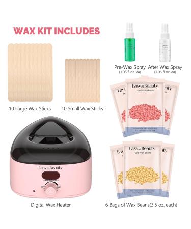EasyinBeauty Waxing Kit for Women Men - 6 Pack Hard Wax Beads & Warmer for Hair Removal - Sensitive Skin Formula - Ideal for Eyebrow, Facial, Armpit, Bikini, Brazilian - Target Different Hair Types - Buy Online on GoSupps.com