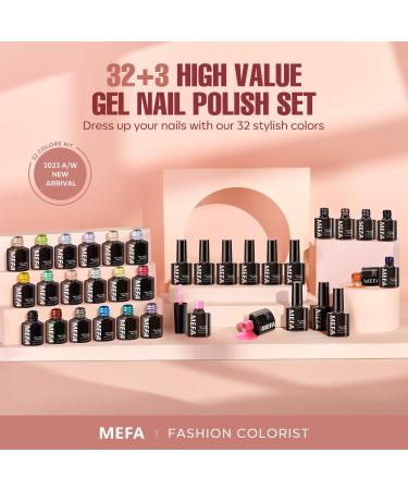 MEFA 35 Pcs Gel Nail Polish Set - 32 Colors All Seasons Kit with Base & Top Coat for DIY Nail Art | Perfect Gifts for Women & Girls - Buy Online on GoSupps.com