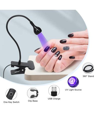 Nail Lamp Gooseneck UV Lamp for Nails 395nm 3w Black Light LED UV Nail Lamp with Clamp for Gel Nails Ultraviolet Curing Nails Lamp 5v USB Input UV Light with 4 Levels of Dimming Black Nail Lamp - Buy Online on GoSupps.com