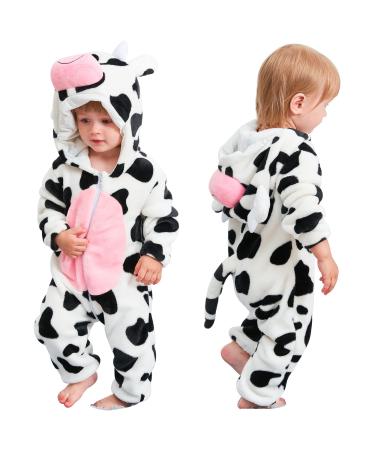 COOKY.D Unisex Winter Hooded Romper Jumpsuit 2-36 Months 12-18 Months Cow