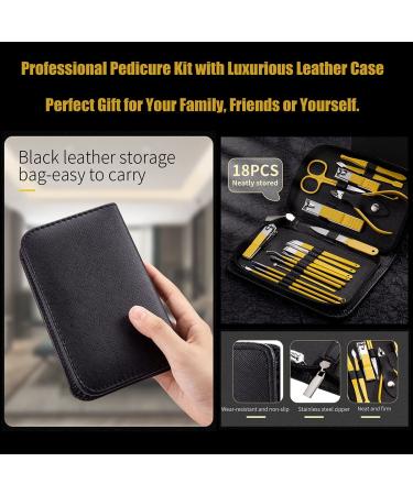 Professional Lemon Yellow Manicure Set from Germany - Stainless Steel Nail Clippers and Pedicure Kit in Luxurious Travel Case for Men and Women - Perfect Gift - Buy Online on GoSupps.com