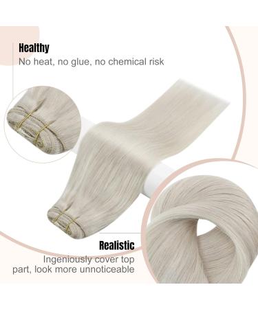 Buy FSHINE Clip-in Ethhaar Extensions - White Blonde 30cm 3 Pcs Remy Real Hair Clip-in Extensions - Soft 50g #1000 - Buy Online on GoSupps.com