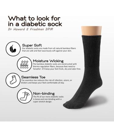 Silky Toes Women's Bamboo Diabetic Crew Socks 3-Pack - Black, Plus Sizes 9-11 - Buy Online on GoSupps.com