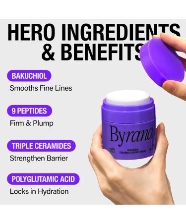 BYRANA Bakuchiol Ceramide Peptide Face Moisturizer Korean Vegan Skincare with 9 Peptides, Ceramides & Fermented Ginseng For Fine Lines, Dry & Sensitive Skin, 1.7 oz - Buy Online on GoSupps.com