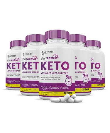 (5 Pack) Fast Active Keto ACV Pills 1275MG Keto Support Blend Alternative to Fastactive Keto ACV Gummies Formulated with Apple Cider Vinegar Extra Virgin Olive Oil Powder Green Tea Leaf 300 Capsules