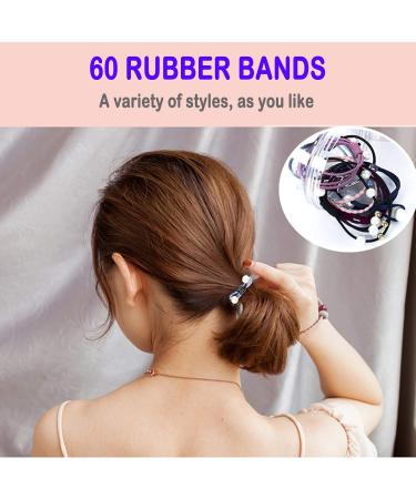 60-Piece Girls Hair Tie Set - Elastic Hair Bands with Pearl Decor - Stylish Accessories for Women & DIY Hairstyles - Buy Online on GoSupps.com