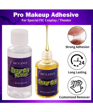Spirit Gum Adhesive & Remover Kit - 13ml Glue + 30ml SFX Makeup Remover for Halloween Cosplay & Stage | International Shipping - Buy Online on GoSupps.com