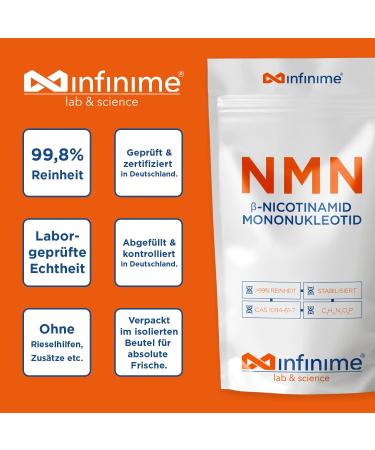 Infinime NMN 30G - Pure Nicotinamide Mononucleotide Powder | 99.8% Certified Purity | Lab Tested in Germany | Pet-Friendly for Dogs & Cats - Buy Online on GoSupps.com