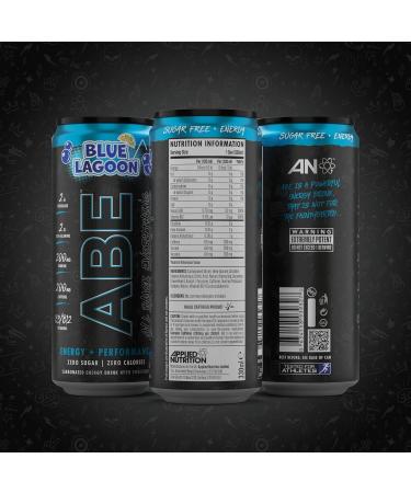 Applied Nutrition ABE Pre Workout Cans - All Black Everything Energy + Performance Drink ABE Carbonated Beverage Sugar Free with Caffeine (Pack of 12 Cans x 330ml) (Blue Lagoon) - Buy Online on GoSupps.com