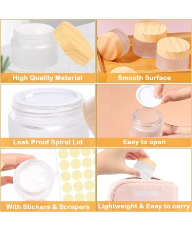 Buy Piwosgol 8-Piece Glass Jars Set - 30ml & 50ml Empty Cans for Cosmetics Creams & Lip Balms - Wooden Lid Clear Matted Pots - International Shipping Available - Buy Online on GoSupps.com