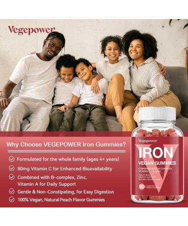 Iron Gummies Supplements for Women & Kids - Multivitamin with Iron for Blood Oxygen Great Tasting Gummy Vitamins with Vitamin C for Max Absorption - Vegan Chewable Peach Flavor(3 Packs) Peach 90 Count (Pack of 3) - Buy Online on GoSupps.com