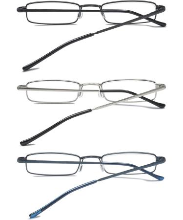 Vevesmundo Compact Metal Reading Glasses with Blue Light Filter & Case - Mini Lightweight Spring Hinge Classic Specs (3.5x) - Buy Online on GoSupps.com