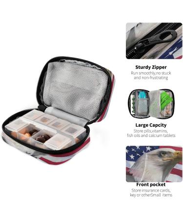 Patriotic Pill Organizer Case - American Bald Eagle & Flag Travel Pill Box | 7 Day Vitamin & Supplement Holder - Buy Online on GoSupps.com