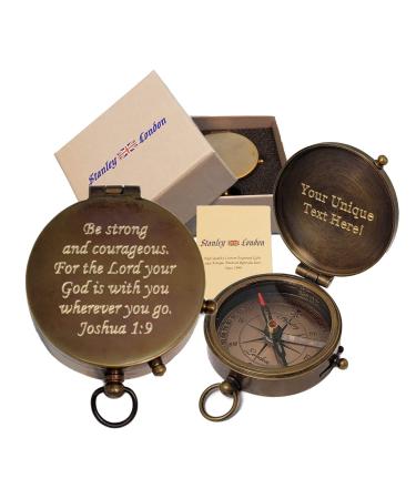 Stanley London Confirmation and Baptism Gifts for Boys | Engraved Compass Personalized | Inspirational Religious Compasses with Scripture for First Communion, Pastor, Men, Women, Girls Joshua 1:9